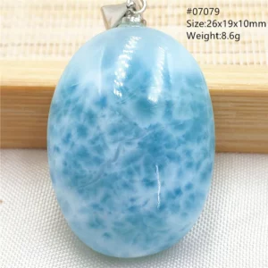 Oval Blue Larimar Teardrop Pendant Necklace, AAAAAA - Image 56