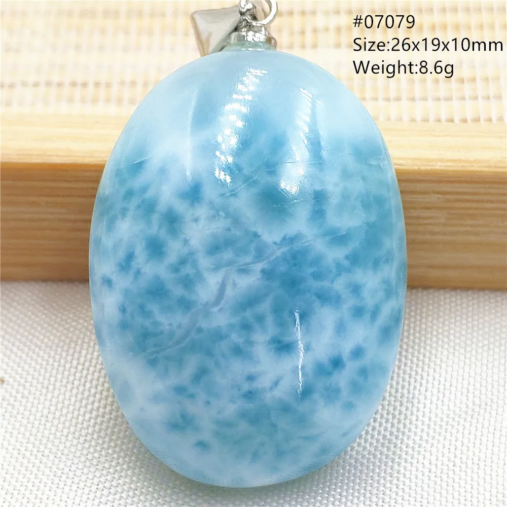 Oval Blue Larimar Teardrop Pendant Necklace, AAAAAA