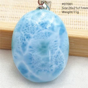 Oval Blue Larimar Teardrop Pendant Necklace, AAAAAA - Image 62