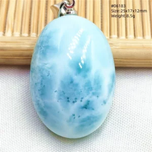 Oval Blue Larimar Teardrop Pendant Necklace, AAAAAA - Image 39