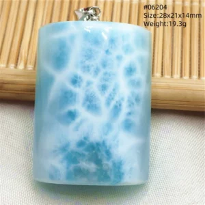 Oval Blue Larimar Teardrop Pendant Necklace, AAAAAA - Image 26