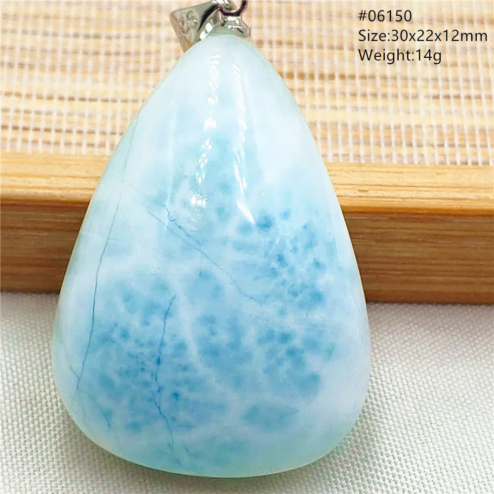 Oval Blue Larimar Teardrop Pendant Necklace, AAAAAA