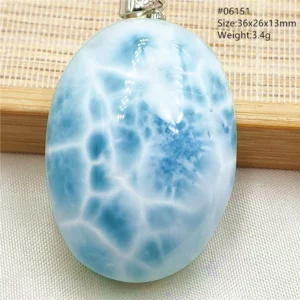 Oval Blue Larimar Teardrop Pendant Necklace, AAAAAA - Image 27