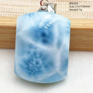 Oval Blue Larimar Teardrop Pendant Necklace, AAAAAA - Image 66