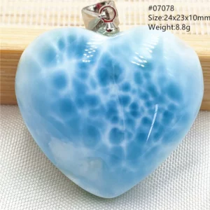 Oval Blue Larimar Teardrop Pendant Necklace, AAAAAA - Image 3