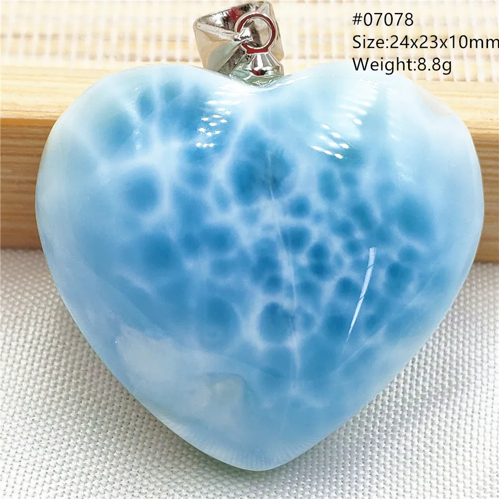 Oval Blue Larimar Teardrop Pendant Necklace, AAAAAA