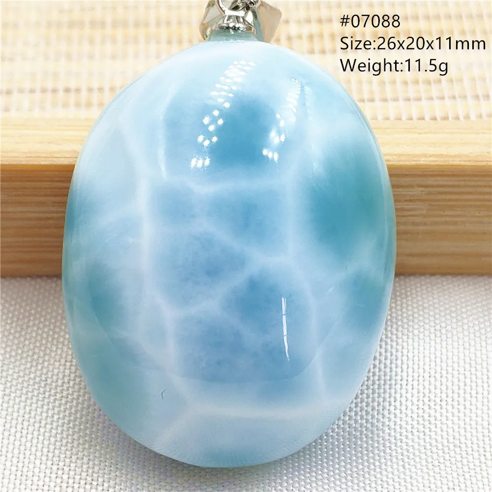 Oval Blue Larimar Teardrop Pendant Necklace, AAAAAA
