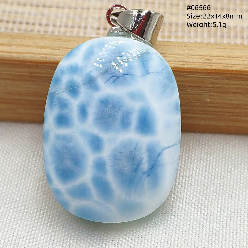 Oval Blue Larimar Teardrop Pendant Necklace, AAAAAA