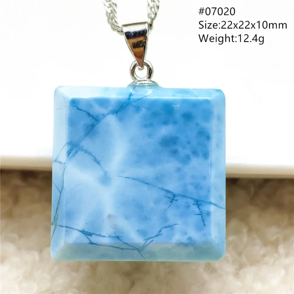 Oval Blue Larimar Teardrop Pendant Necklace, AAAAAA