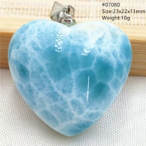 Oval Blue Larimar Teardrop Pendant Necklace, AAAAAA - Image 4