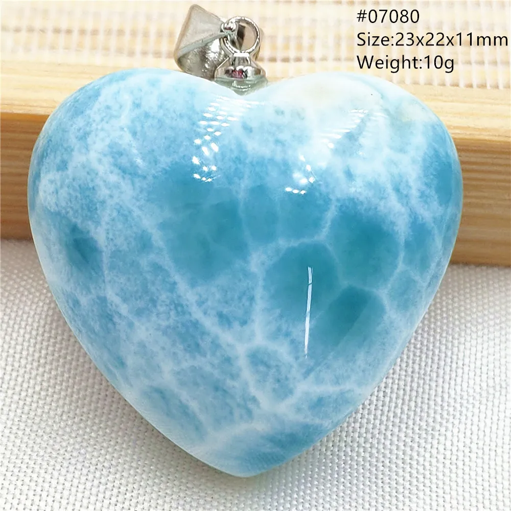 Oval Blue Larimar Teardrop Pendant Necklace, AAAAAA
