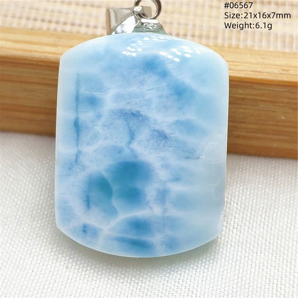 Oval Blue Larimar Teardrop Pendant Necklace, AAAAAA