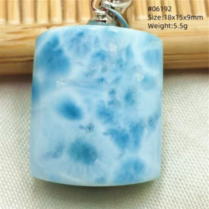 Oval Blue Larimar Teardrop Pendant Necklace, AAAAAA - Image 36