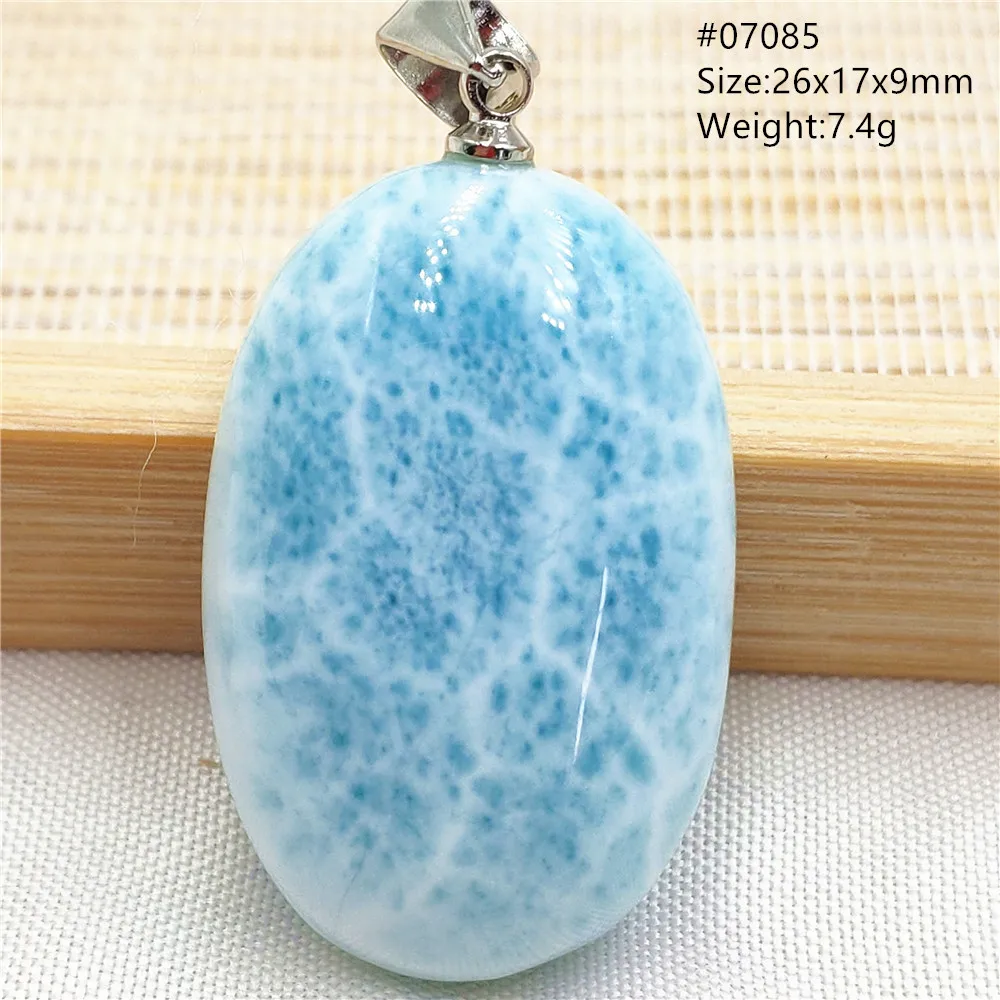 Oval Blue Larimar Teardrop Pendant Necklace, AAAAAA