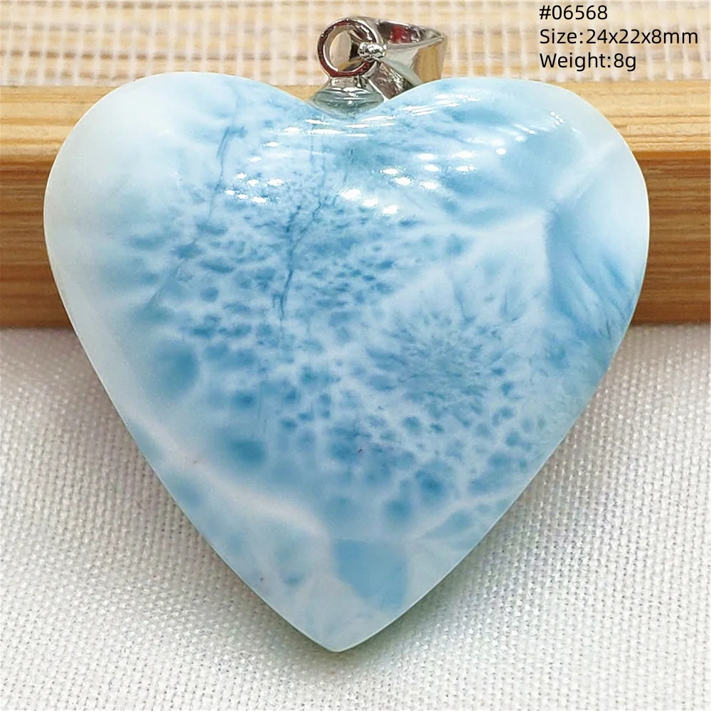 Oval Blue Larimar Teardrop Pendant Necklace, AAAAAA