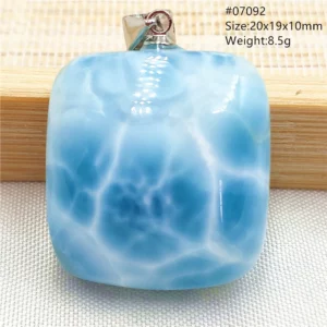 Oval Blue Larimar Teardrop Pendant Necklace, AAAAAA - Image 6
