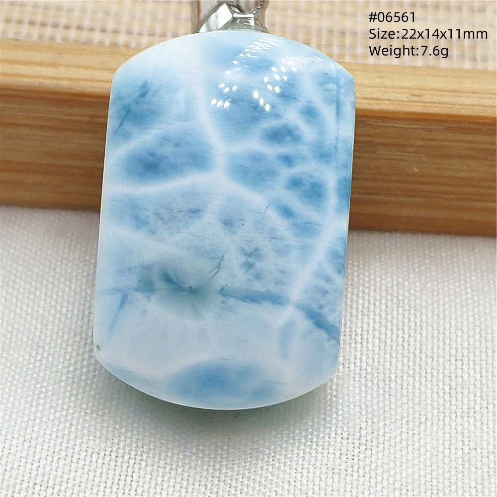 Oval Blue Larimar Teardrop Pendant Necklace, AAAAAA