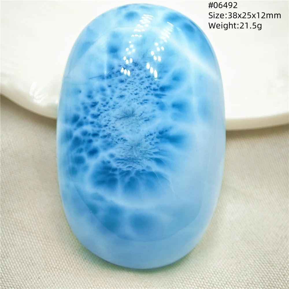 Oval Blue Larimar Teardrop Pendant Necklace, AAAAAA
