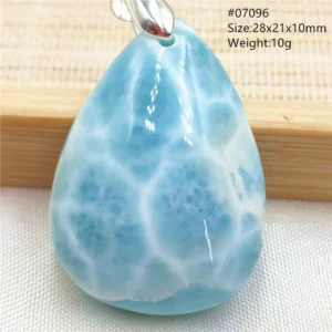 Oval Blue Larimar Teardrop Pendant Necklace, AAAAAA - Image 55