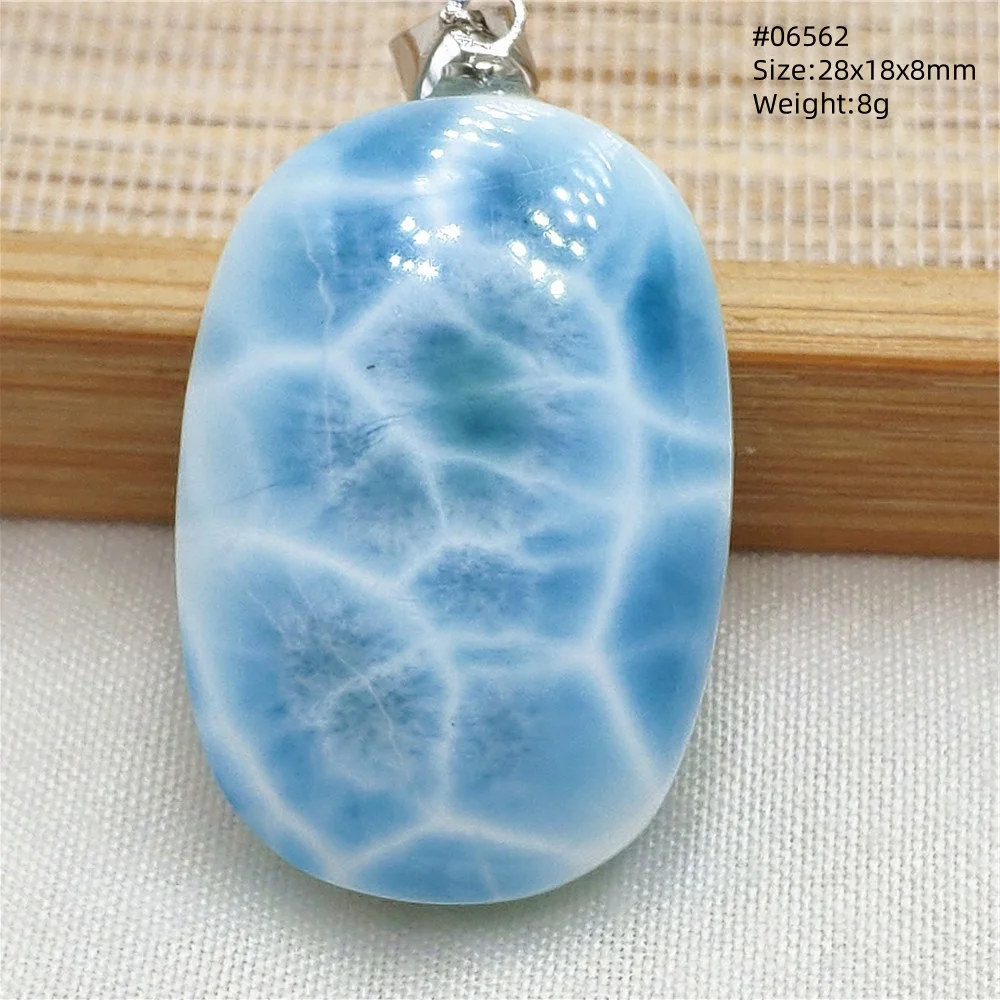 Oval Blue Larimar Teardrop Pendant Necklace, AAAAAA