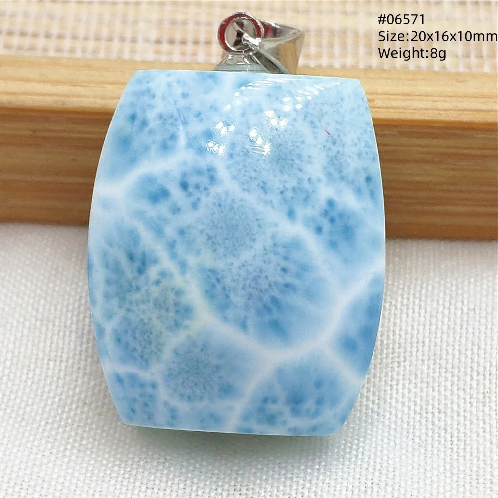 Oval Blue Larimar Teardrop Pendant Necklace, AAAAAA