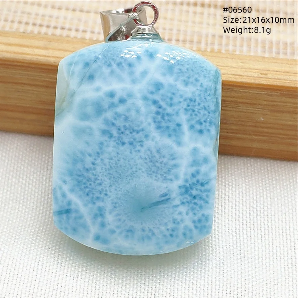 Oval Blue Larimar Teardrop Pendant Necklace, AAAAAA