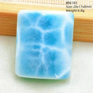 Oval Blue Larimar Teardrop Pendant Necklace, AAAAAA - Image 8