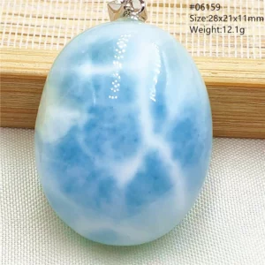 Oval Blue Larimar Teardrop Pendant Necklace, AAAAAA - Image 9