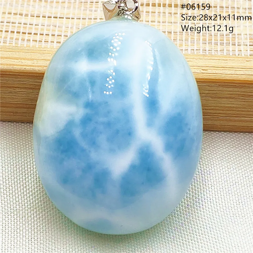 Oval Blue Larimar Teardrop Pendant Necklace, AAAAAA