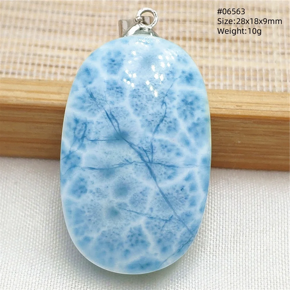 Oval Blue Larimar Teardrop Pendant Necklace, AAAAAA