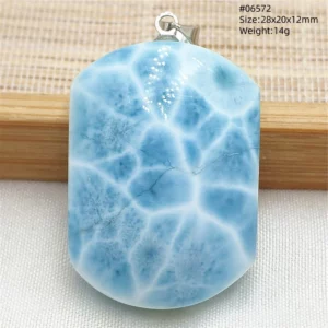 Oval Blue Larimar Teardrop Pendant Necklace, AAAAAA - Image 21