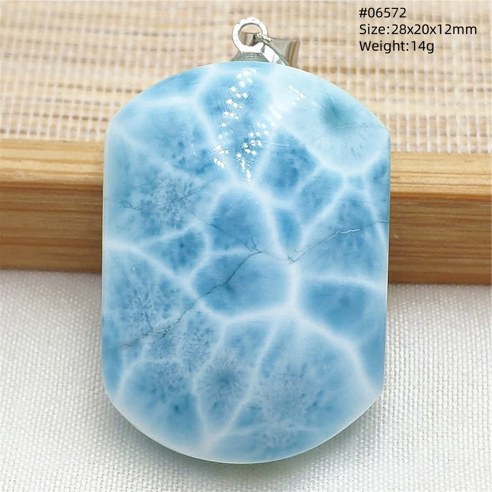Oval Blue Larimar Teardrop Pendant Necklace, AAAAAA
