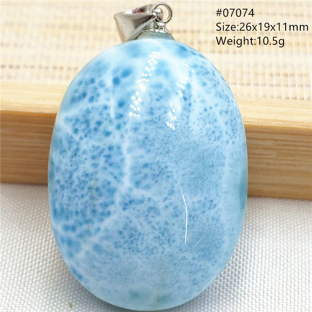 Oval Blue Larimar Teardrop Pendant Necklace, AAAAAA