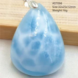 Oval Blue Larimar Teardrop Pendant Necklace, AAAAAA - Image 31
