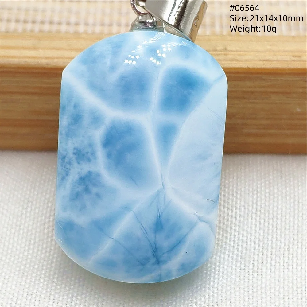 Oval Blue Larimar Teardrop Pendant Necklace, AAAAAA