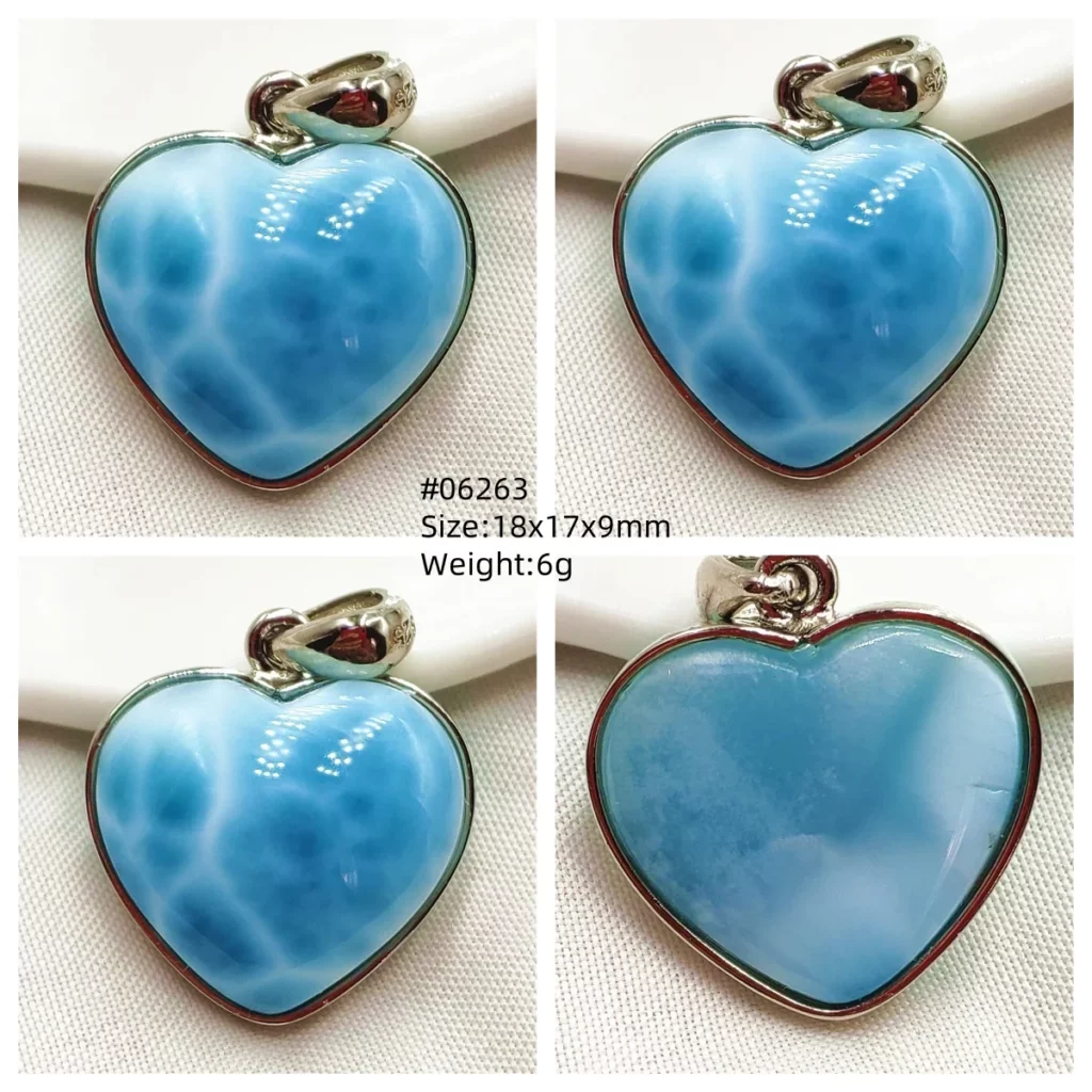 Natural Blue Larimar Pendant, Rare Dominica Stone
