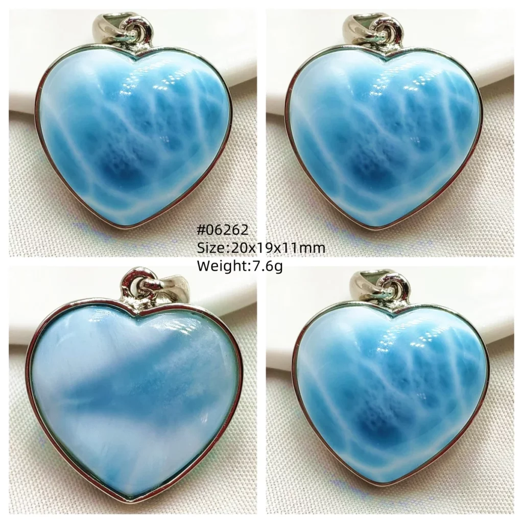 Oval Blue Larimar Teardrop Pendant Necklace, AAAAAA