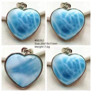 Oval Blue Larimar Teardrop Pendant Necklace, AAAAAA - Image 41