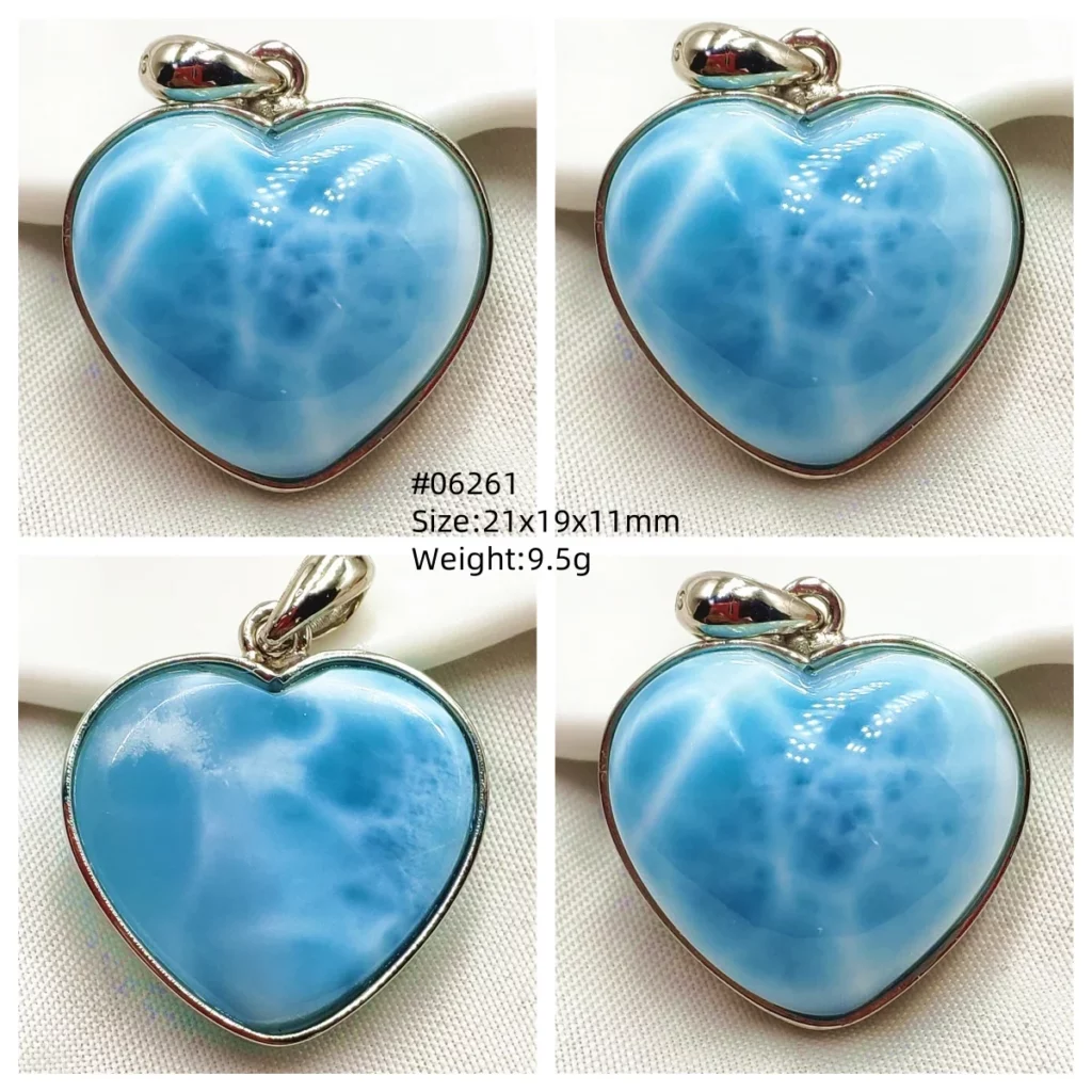 Oval Blue Larimar Teardrop Pendant Necklace, AAAAAA
