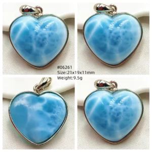 Oval Blue Larimar Teardrop Pendant Necklace, AAAAAA - Image 45