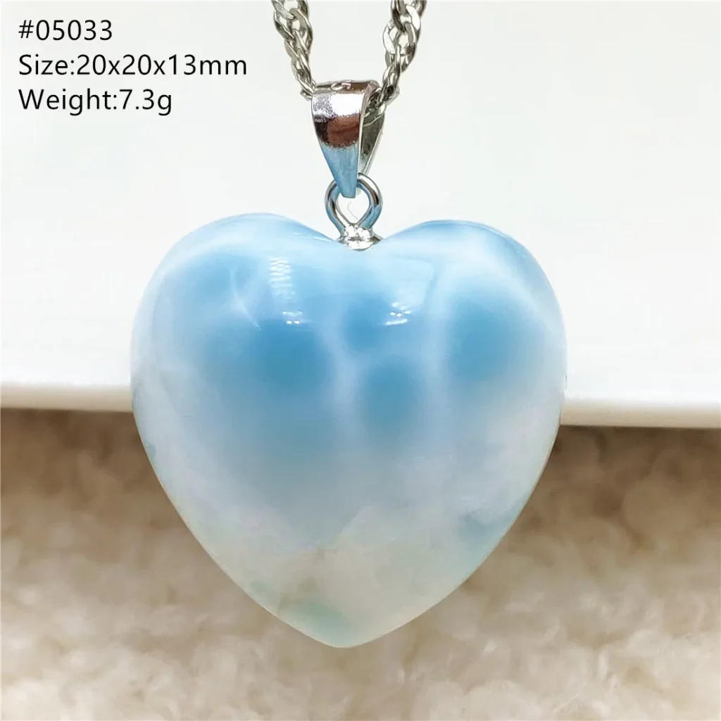 Natural Blue Larimar Pendant, Rare Dominica Stone
