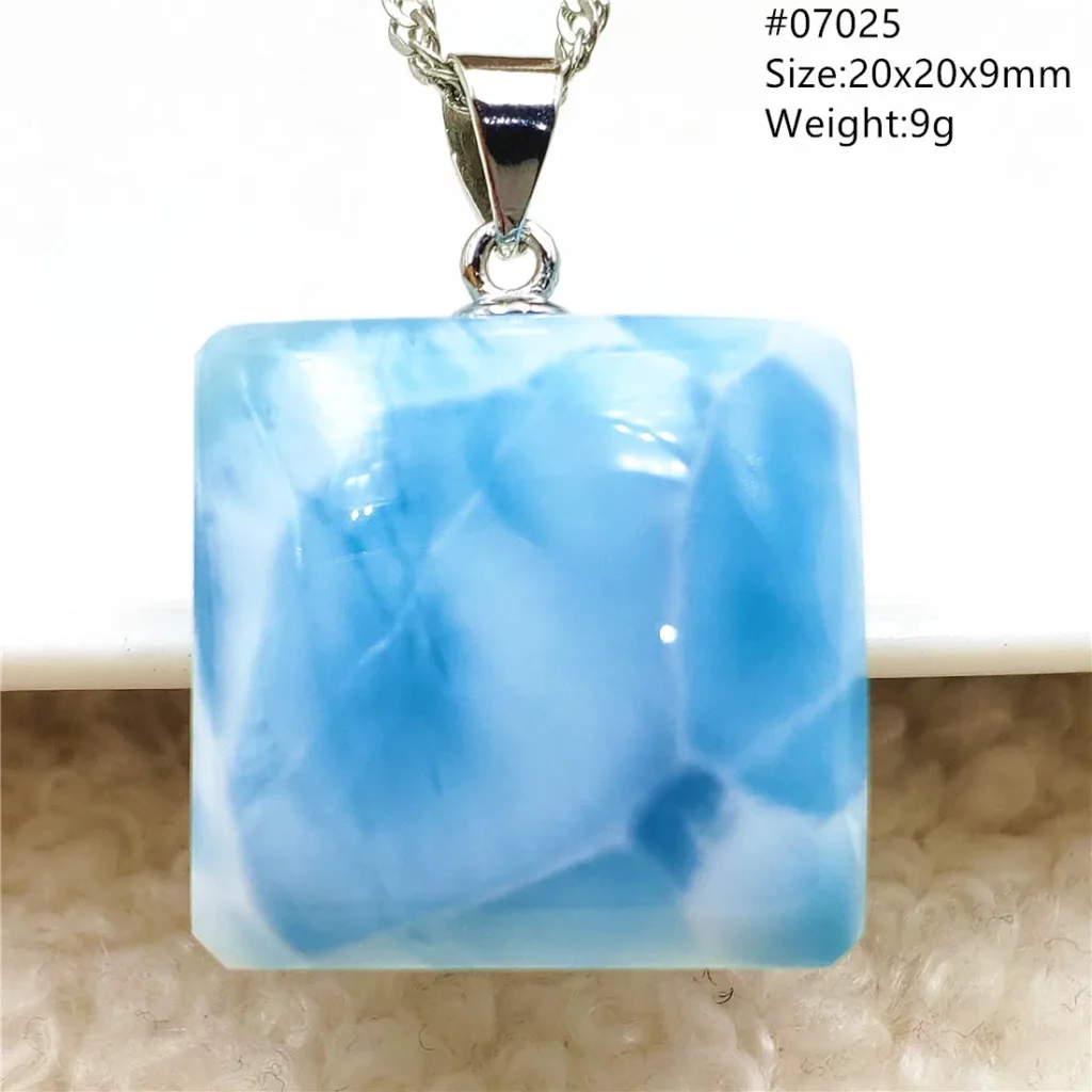 Natural Blue Larimar Pendant, Rare Dominica Stone