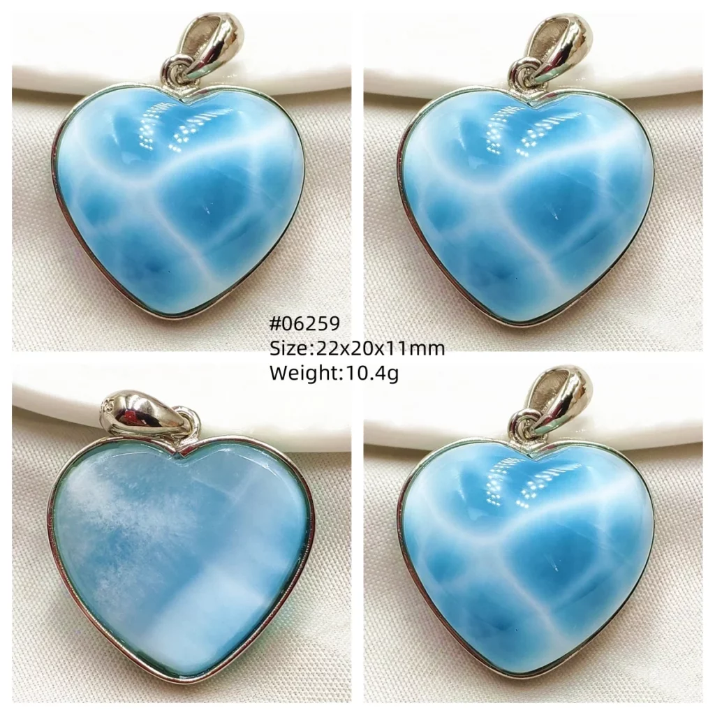 Oval Blue Larimar Teardrop Pendant Necklace, AAAAAA