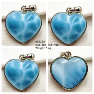 Oval Blue Larimar Teardrop Pendant Necklace, AAAAAA - Image 49
