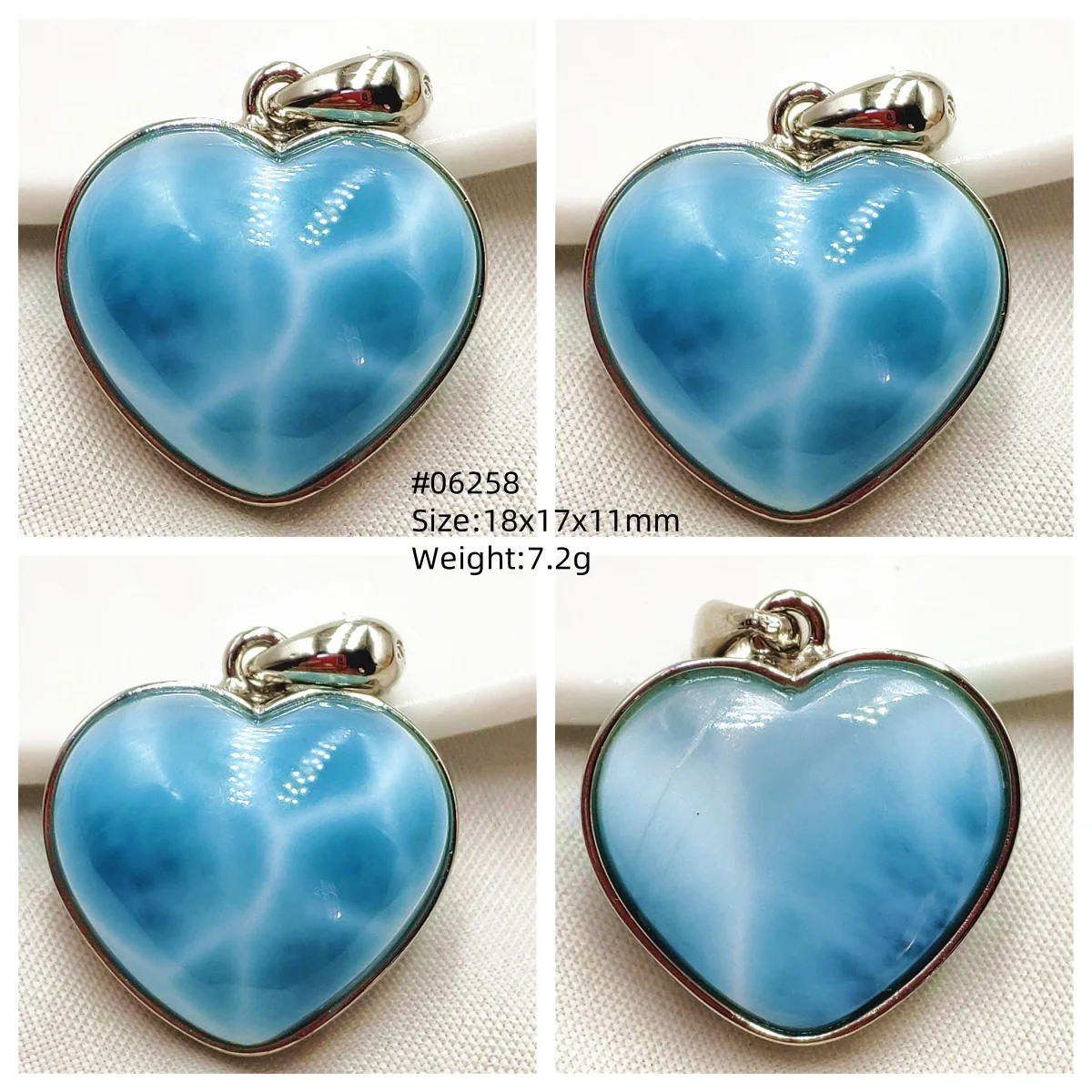 Oval Blue Larimar Teardrop Pendant Necklace, AAAAAA - Image 49