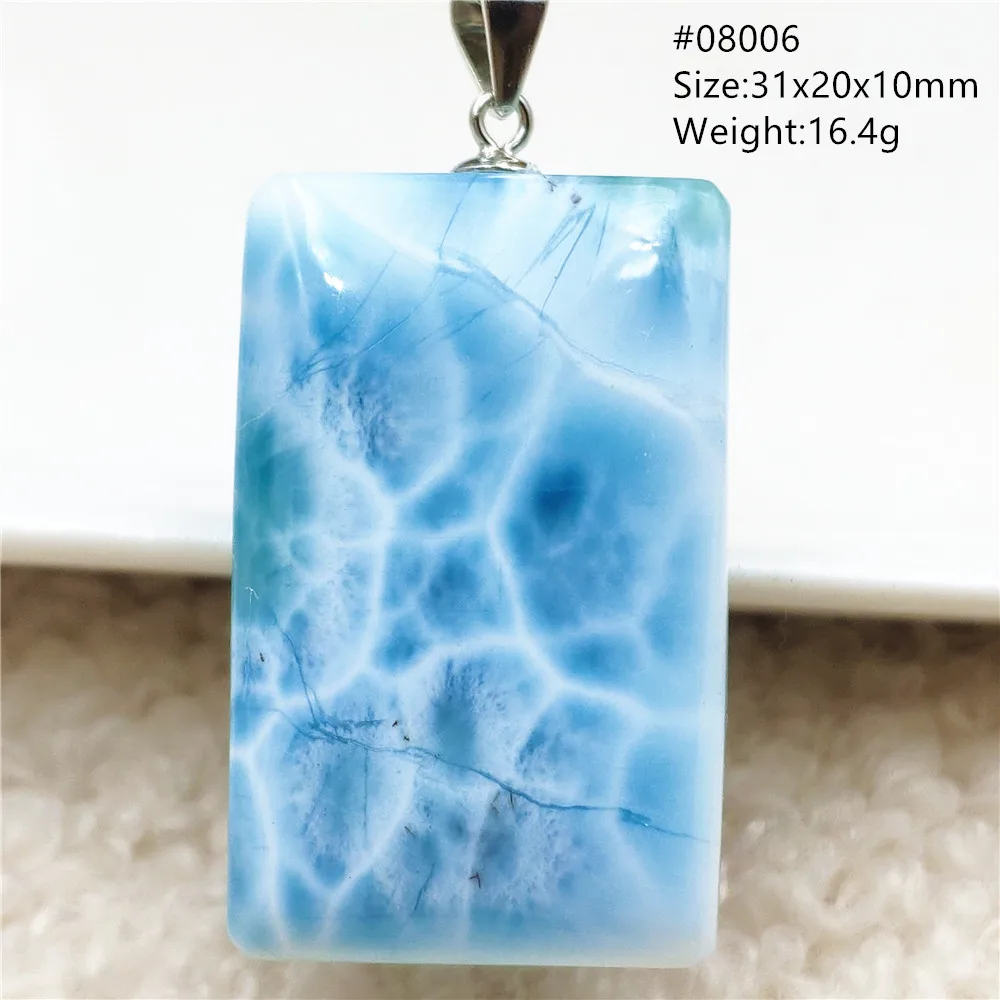 Natural Blue Larimar Pendant, Rare Dominica Stone