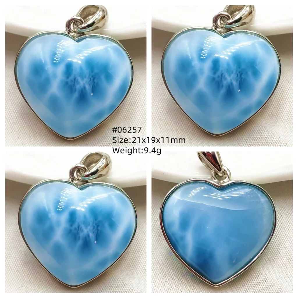Oval Blue Larimar Teardrop Pendant Necklace, AAAAAA