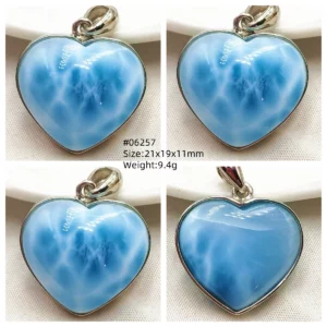 Oval Blue Larimar Teardrop Pendant Necklace, AAAAAA - Image 54