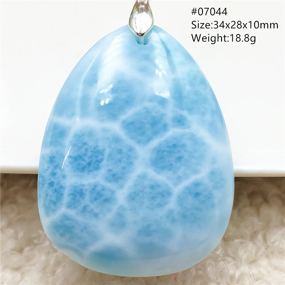 Natural Blue Larimar Pendant, Rare Dominica Stone