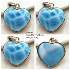 Oval Blue Larimar Teardrop Pendant Necklace, AAAAAA - Image 44